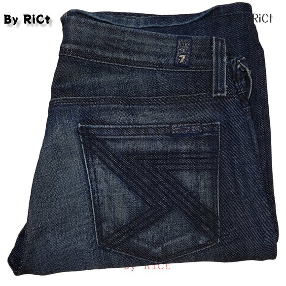 7 For All Mankind Flynt Bootcut Women's Jeans Size 27x30 Flare Low Rise Zip Blue - Picture 9 of 9